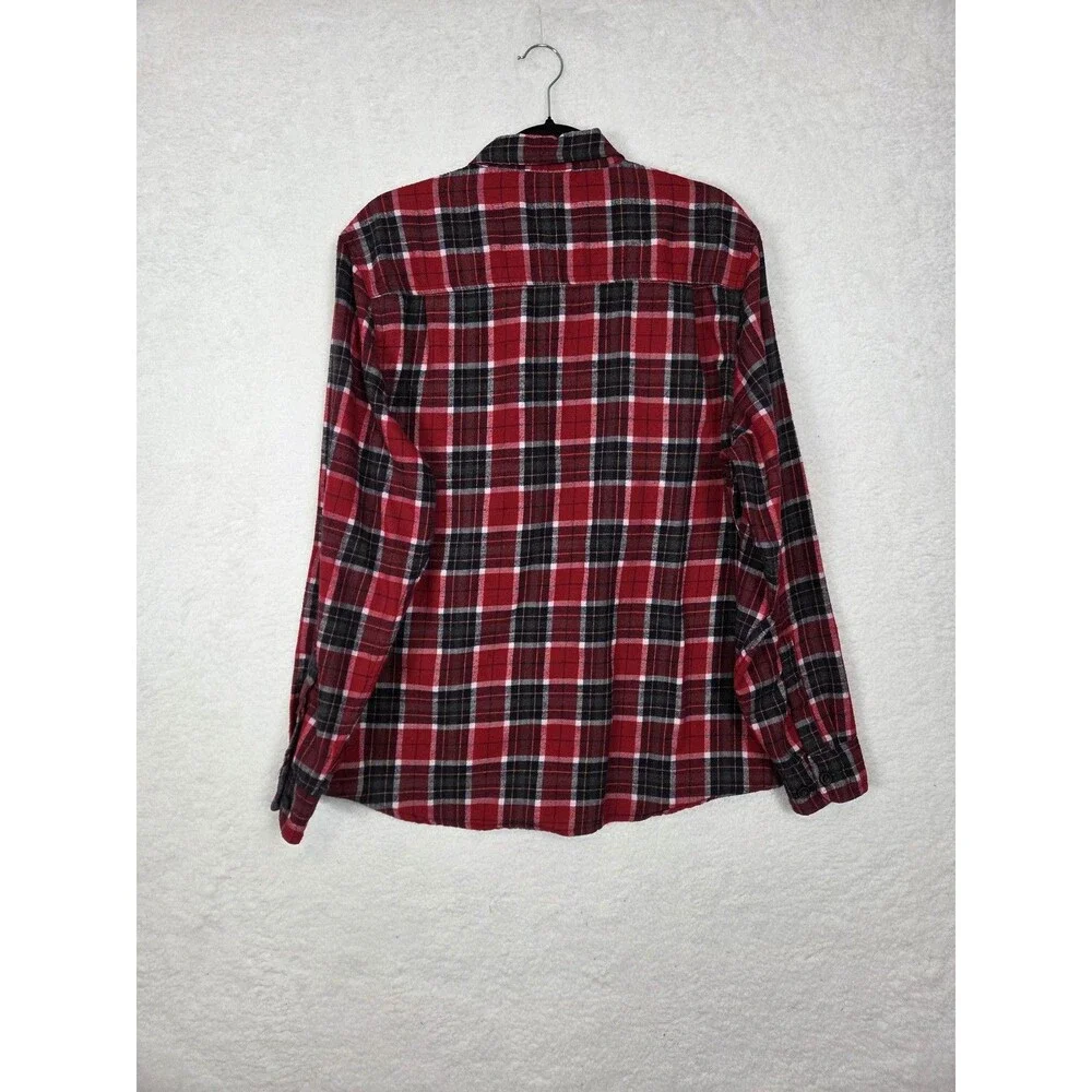 Coleman Flannel‎ Shirt Mens L Red Plaid Check Button Front LS Casual Workwear